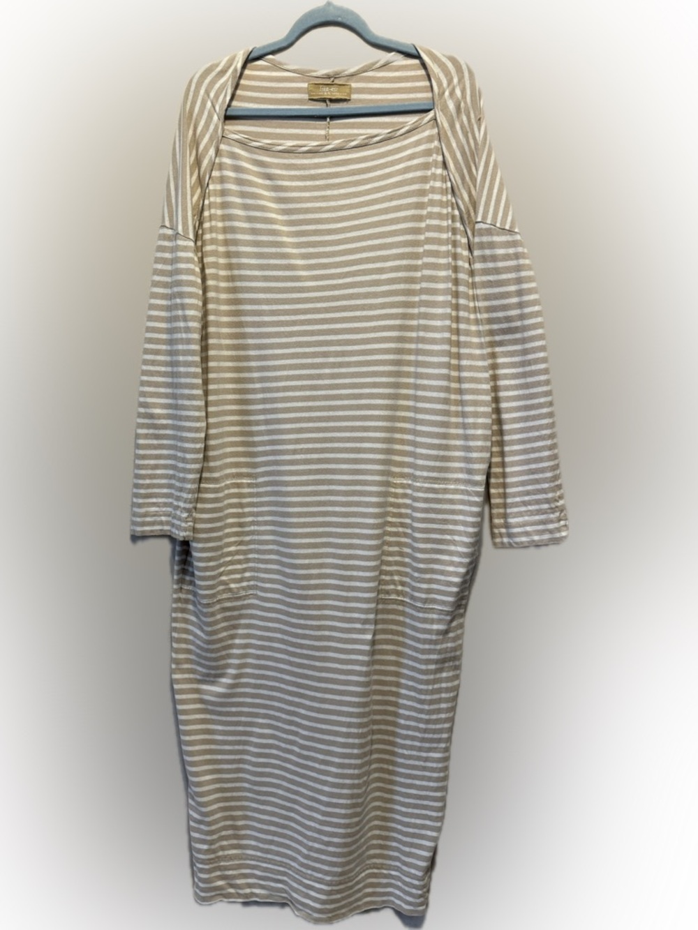 Free People Striped Maxi Dress in Beige and White
